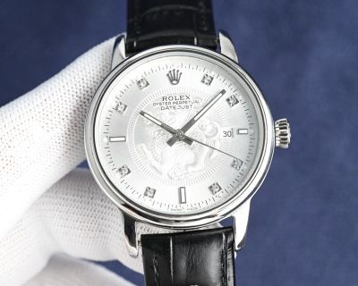 Rolex Datejust Pixiu Pattern 8215 Movement 40mm 316L Steel 48h Calfskin Band Watch